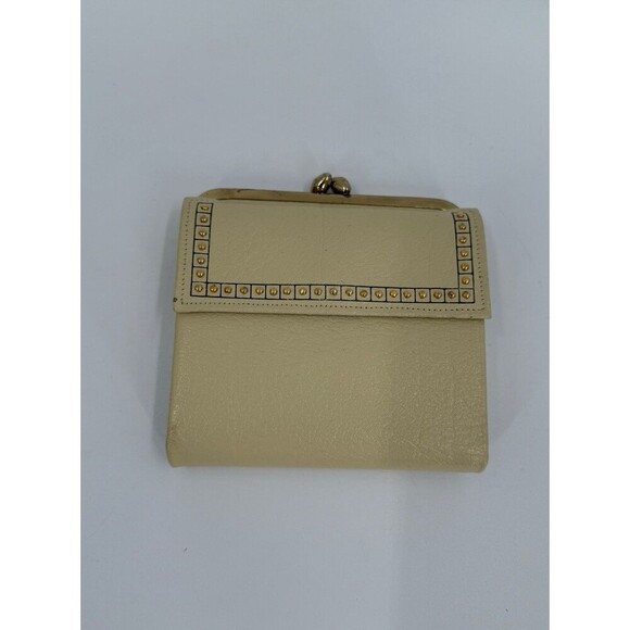 VINTAGE Princess Gardner Tri-Partite French Purse in Bone 8 Photo Holder 4"x4.25 - Picture 1 of 11